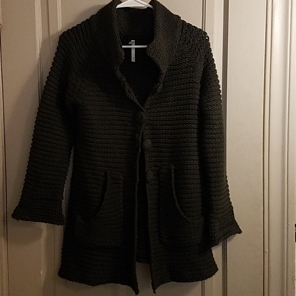 Chunky button up sweater with pockets